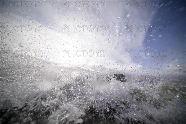 Storm Lolita raging on the stony shore in Hagnau