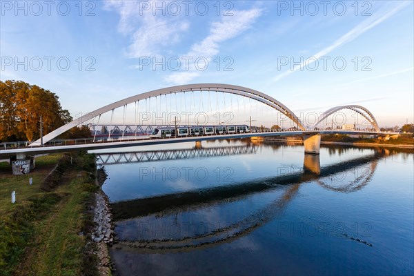 Beatus Rhenanus Bridge for tramway over river Rhine in Strasbourg