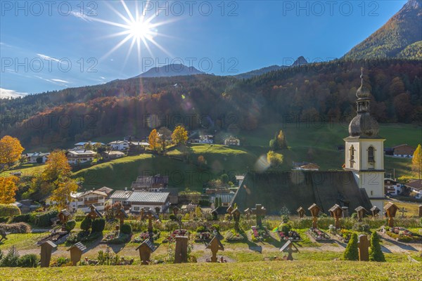 Mountain Cemetery with Parish Church of St. Sebastian Ramsau