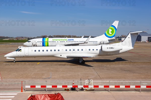 An Embraer 145 of BMI Regional with the registration G-EMBJ at the airport in Rotterdam