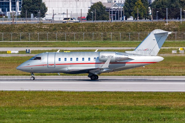 A VistaJet Bombardier Challenger 605 with registration number 9H-VFH at the airport in Munich
