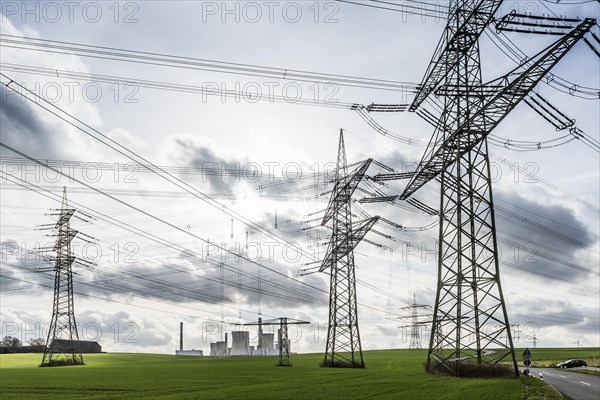 Power station and electricity pylons