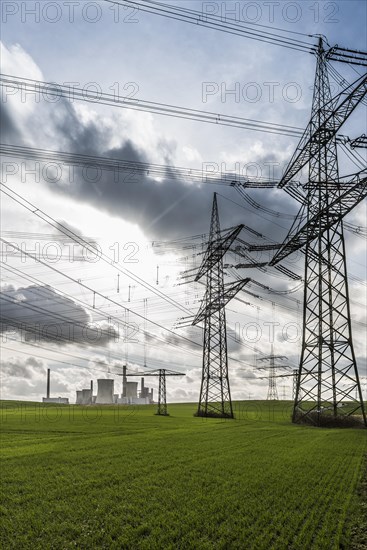 Power station and electricity pylons