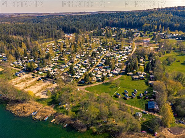 Aerial view of Hohenfelden campsite with bathing lake