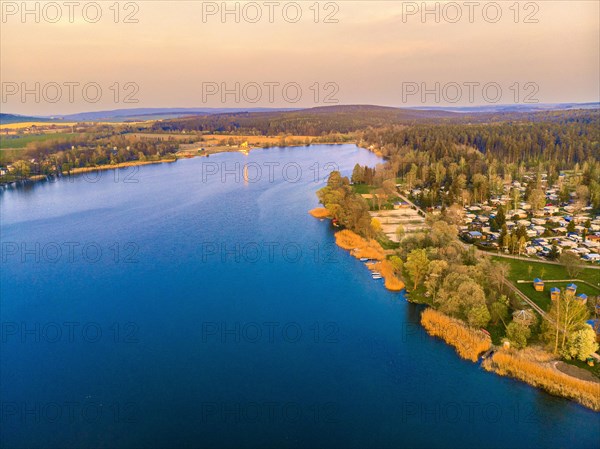 Aerial view of Hohenfelden campsite with bathing lake