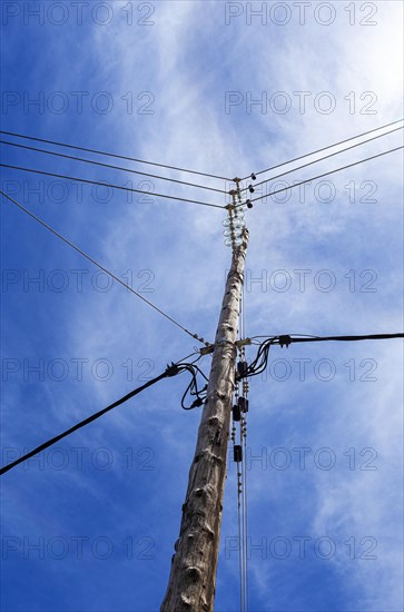 Wooden electricity pylon