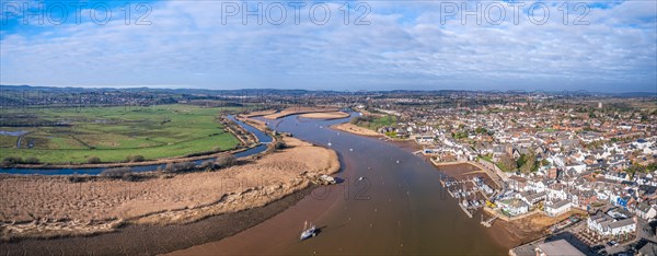 View from a drone over River Exe and Topsham