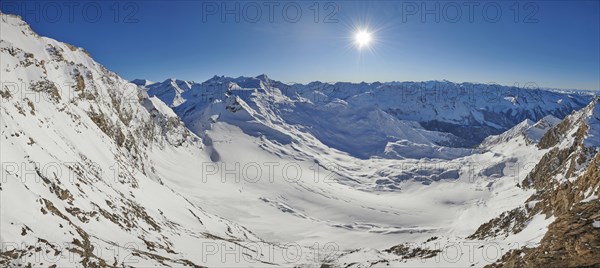 View from Mount Kitzsteinhorn on snow covered mountains