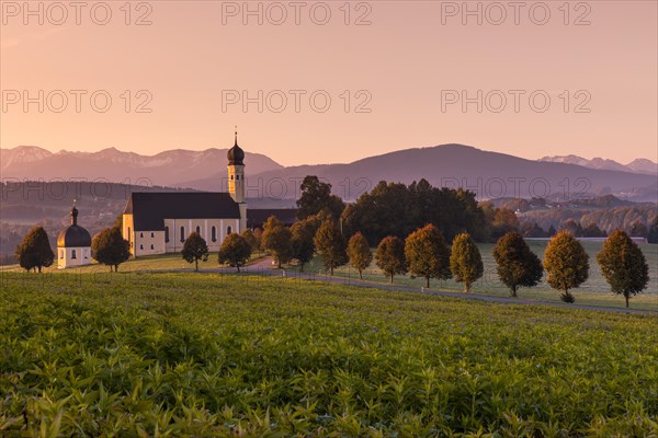 Pastel colours at sunrise at the Wilparting pilgrimage church