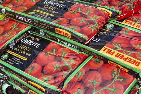 Bags of Levington Tomorite giant tomato planter grow bags stacked up