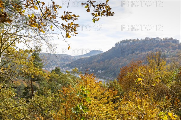 View from the Biedermann Mausoleum into the Elbe Valley with Koenigstein Fortress