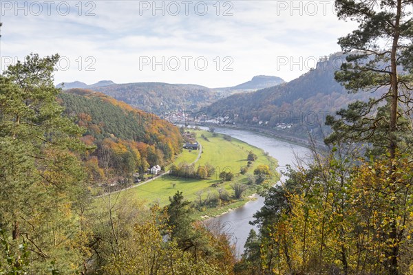View from the Biedermann Mausoleum into the Elbe Valley with Koenigstein Fortress