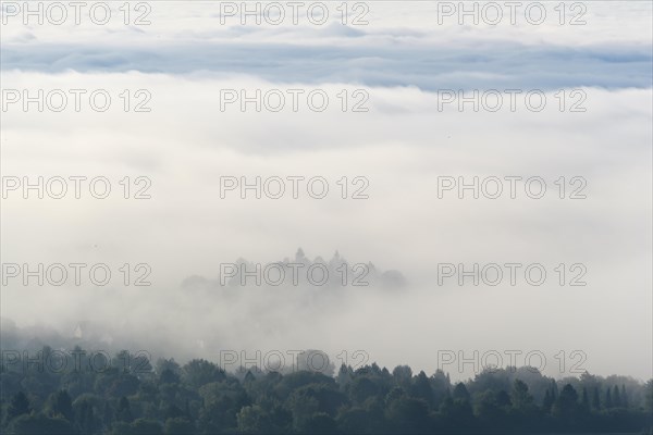 View from Katzenbuckel mountain with morning mist