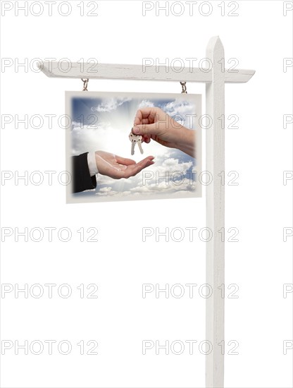 Isolated real estate sign with clipping path