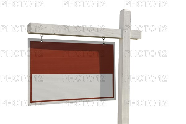 Blank real estate sign isolated on a white background ready for your own message