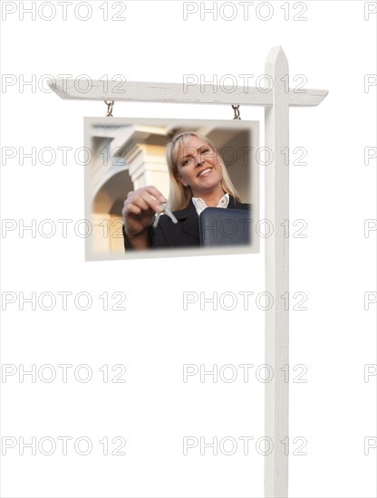 Isolated real estate sign with clipping path