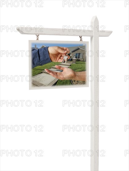 Isolated real estate sign with clipping path