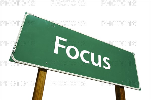 Focus road sign isolated on white with clipping path