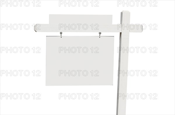 Blank real estate sign isolated on a white background
