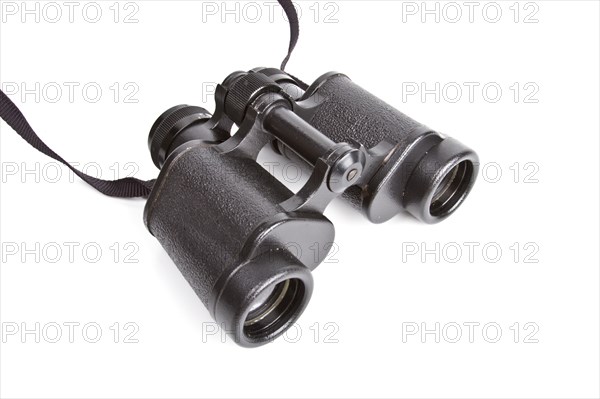 Black binoculars isolated on white background