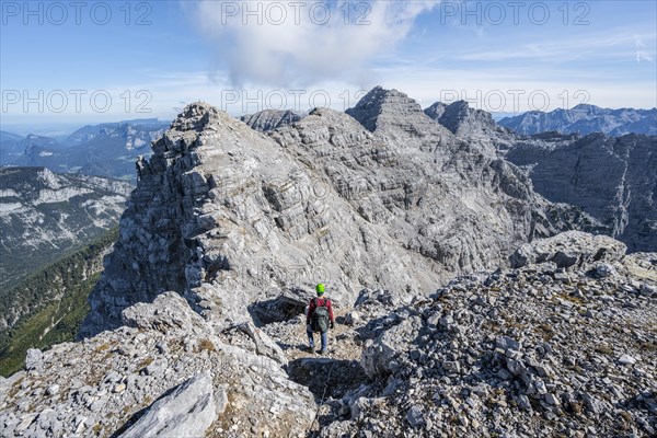 Hiker with climbing helmet