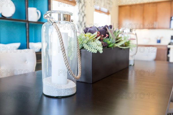 Close up abstract of table setting in new house