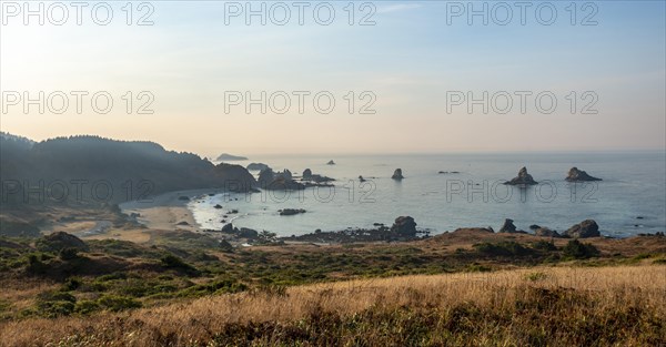 Ragged coast with rocks in the sea
