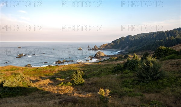 Ragged coast with rocks in the sea