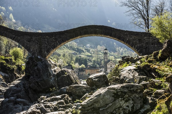 Old Roman bridge Ponte dei Salti over Verzasca