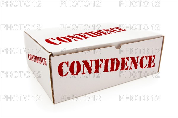 White box with the word confidence on the sides isolated on a white background