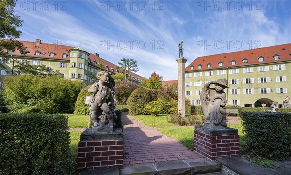 Inner courtyard with park and green residential buildings