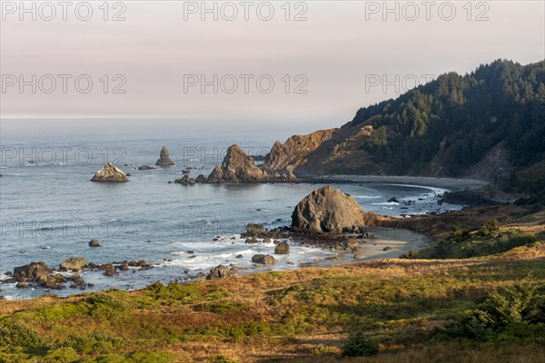 Ragged coast with rocks in the sea
