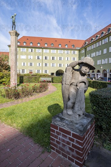 Inner courtyard with park and green residential buildings