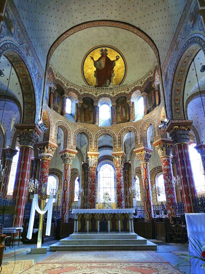 Columns and ambulatory of the roman church Saint-Austremoine