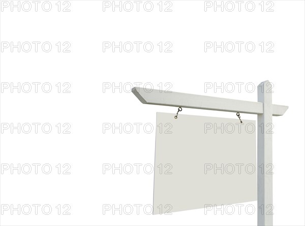 Blank real estate sign isolated on a white background