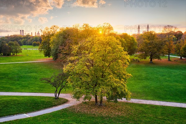 Golden autumn fall October in famous Munich relax place
