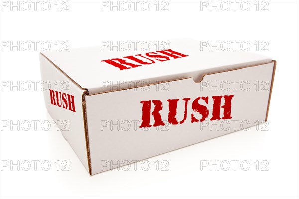 White box with the word rush on the sides isolated on a white background