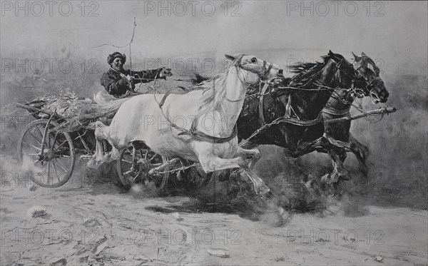 Wild ride with the three-horse carriage
