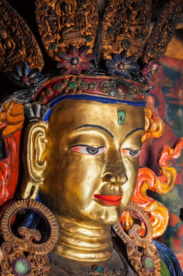 Maitreya Buddha in library of Thiksey Gompa monastery. Ladakh