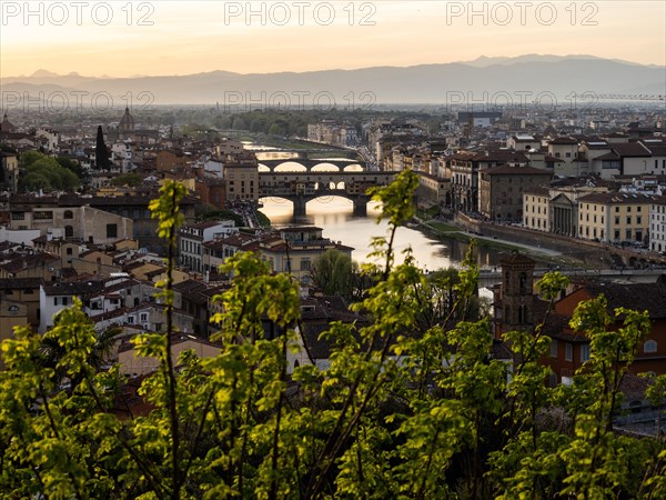 View of Florence in front of sunset from Piazzale Michelangelo