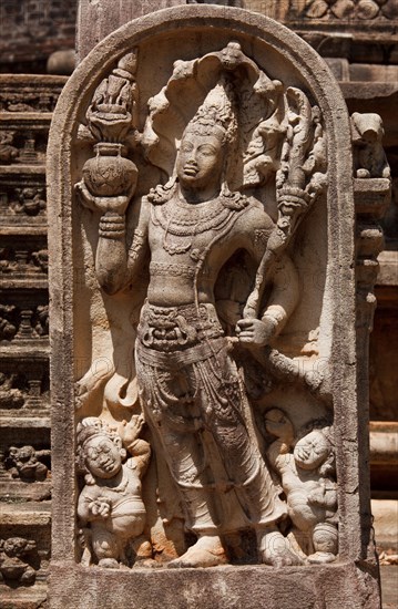 Ancient guardstone bas relief at Vatadage in Pollonnaruwa