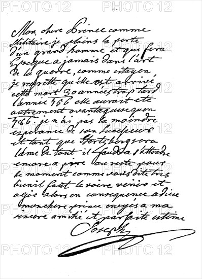 Letter from Emperor Joseph II to Prince Kaunitz with reference to the news just received of the death of Frederick the Great