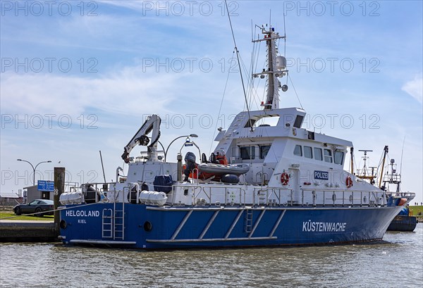 Coastguard police boat anchored in the harbour