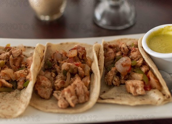 Close up of mexican chicken tacos