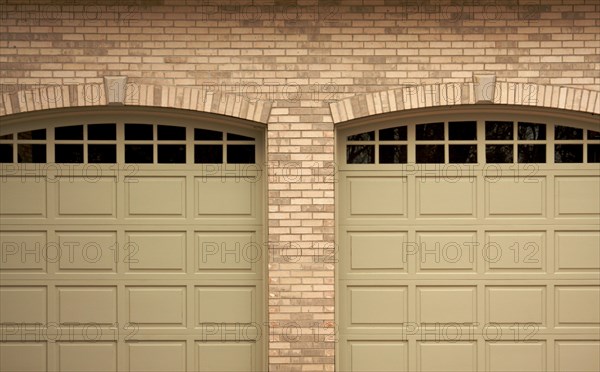 Abstract of modern home brick and garage doors
