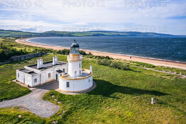 Chanonry Lighthouse on the Black Isle from a drone