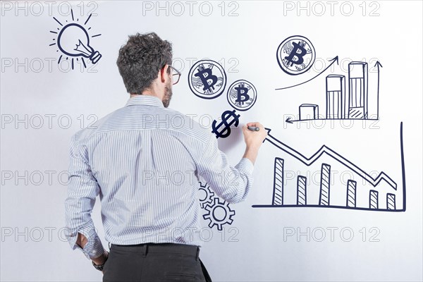 Business man drawing finance