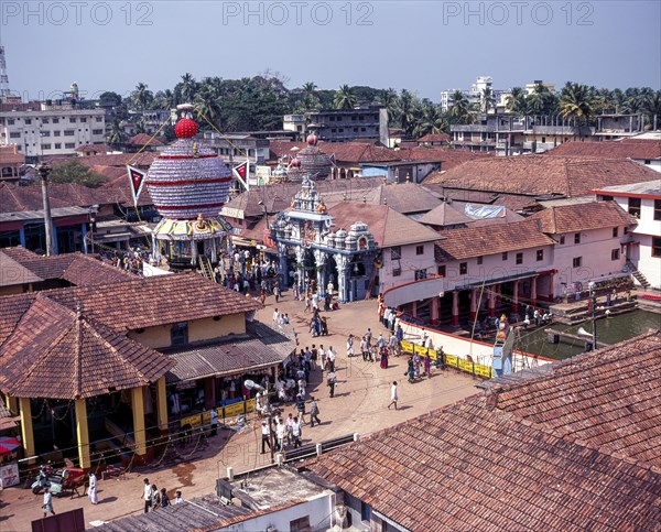 Birds eye view of krishna temple and udupi town