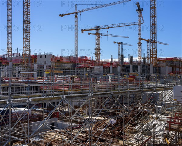 Major construction site at Ueberseequartier and Hafencity