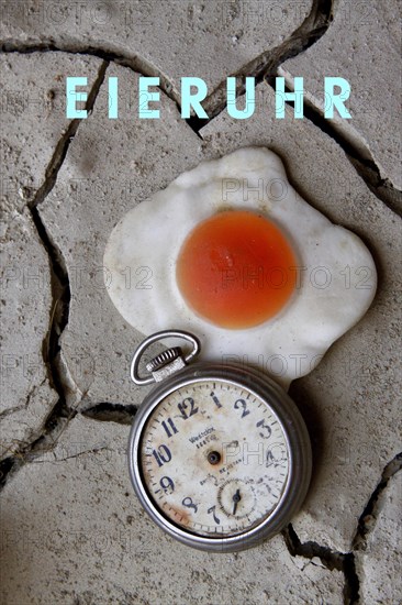 Pocket watch with fried egg